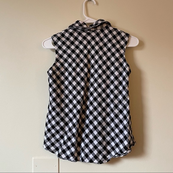 Talbots black and white checkered sleeveless button down summer top - Picture 5 of 5